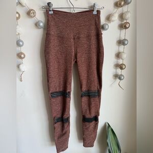 Beyond Yoga Red/Brown Leggings with Black Stripes